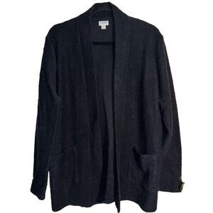 J.Crew Black Textured Open Front Cardigan Sweater Size Large
